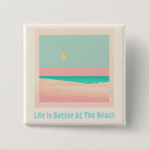 Beach design 2 inch square button