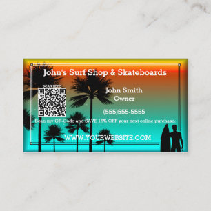 Beach Design QR-Coded Personalized Business Card