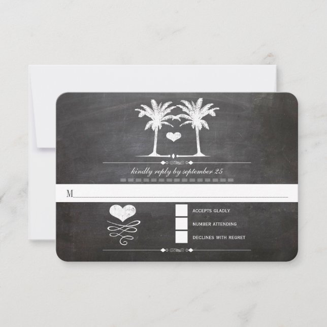 Beach Destination Chalkboard Typography RSVP (Front)