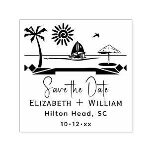 Beach Destination Couple Wedding Save the Date Self-inking Stamp
