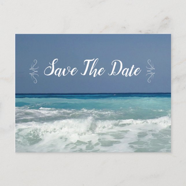 Beach Destination Modern Enregistrer la date Carte (Devant)