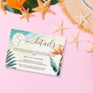 Beach Destination Passport Compass Monogram Detail Enclosure Card