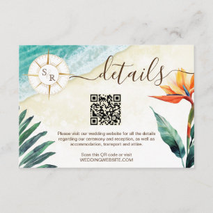 Beach Destination Passport Compass QR code Details Enclosure Card