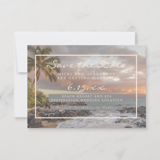 Beach Destination Save Our Date Wedding No Photo Save The Date (Front)