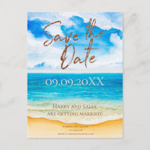 Beach destination Save the Date Watercolor Postcard