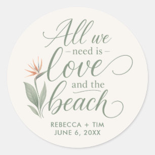 Beach Destination Wedding Favour Sticker