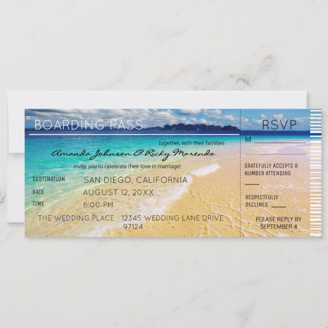 Beach Destination Wedding RSVP 2 Invitation (Front)
