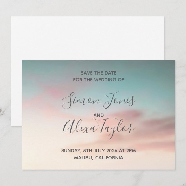 Beach destination wedding save the date (Front/Back)