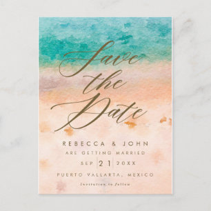 beach destination wedding save the date card