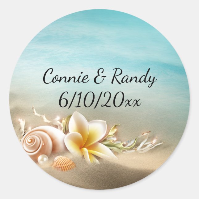Beach Destination Wedding Sticker (Front)