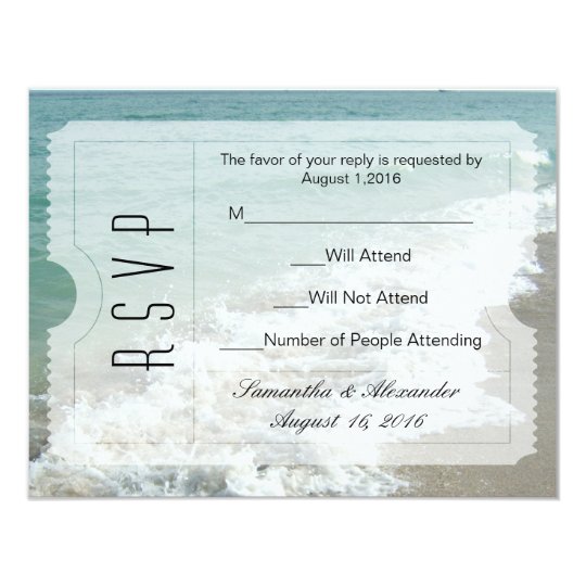 Beach Destination Wedding Ticket Invitation RSVP
