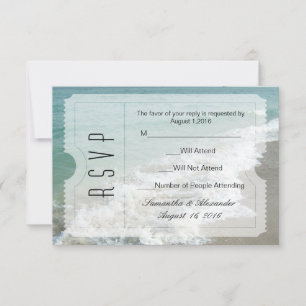 Beach Destination Wedding Ticket Small RSVP Card