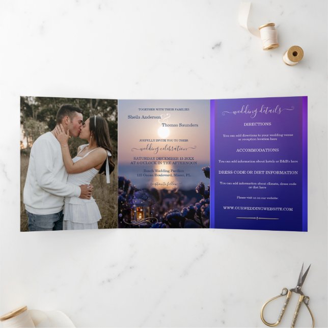 Beach Destination Wedding Tri-fold Invitation (Inside)