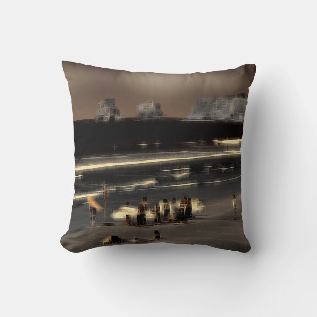 Beach digital effect of style "impression" throw pillow (Front)