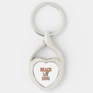 Beach Dog Vintage Engraving Graphic Design_1 Keychain