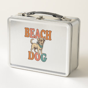 Beach Dog Vintage Engraving Graphic Design_1 Metal Lunch Box