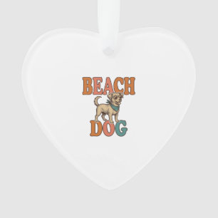 Beach Dog Vintage Engraving Graphic Design_1 Ornament