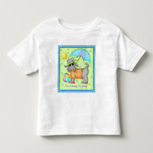 Beach Dog Whimsy Art Green Blue Toddler T-shirt