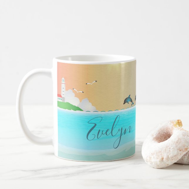 Beach Dolphin Coffee Mug (With Donut)