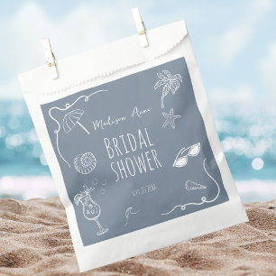 Beach Doodle Illustrations Bridal Shower Favour Bag