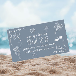 Beach Doodle Share a Recipe Bridal Shower  Enclosure Card