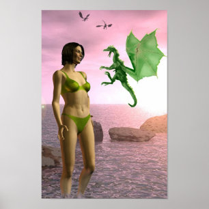 Beach Dragon Poster