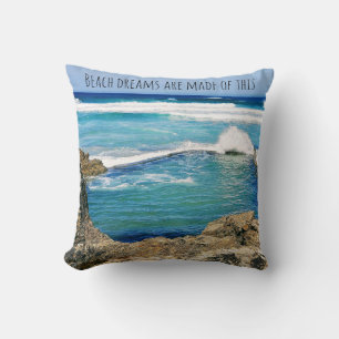 Beach dreams are made of this, sea waves throw pillow