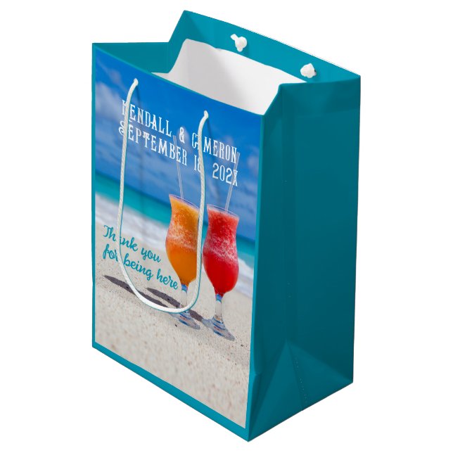 Beach Drinks Wedding Welcome / Favour Bags (Front Angled)