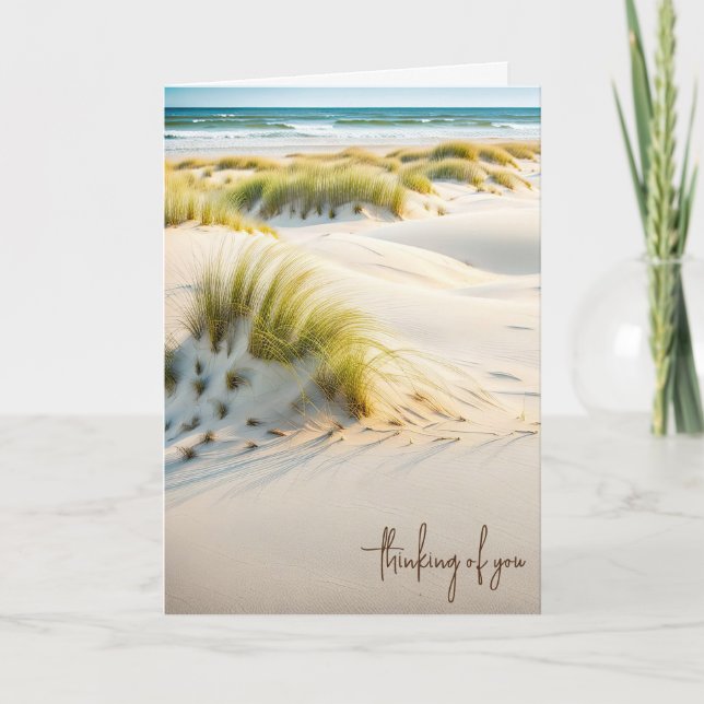 Beach Dune Grass Thinking Of You Card (Front)