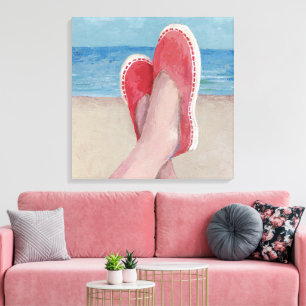 Beach Easy acrylic painting of espadrilles/shoes Canvas Print