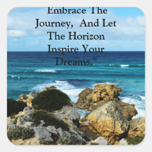 Beach Embrace: Motivational Embrace The Journey, Square Sticker