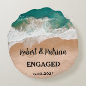 Beach Engaged Keepsake Engagement 2022 Round Pillow (Back)