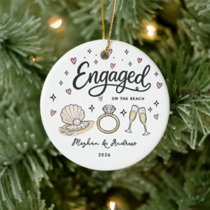 Beach Engagement Ornament Personalized