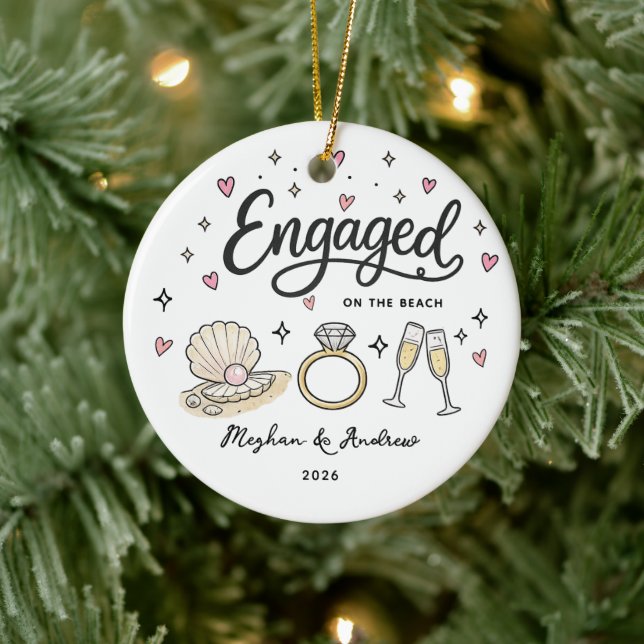 Beach Engagement Ornament Personalized (Tree)
