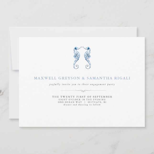 Beach Engagement Party Invites Watercolor (Front)