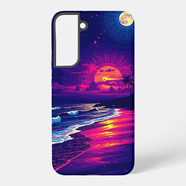 Beach Evening with Sunset Rays mobile Samsung Galaxy S22+ Case (Back)