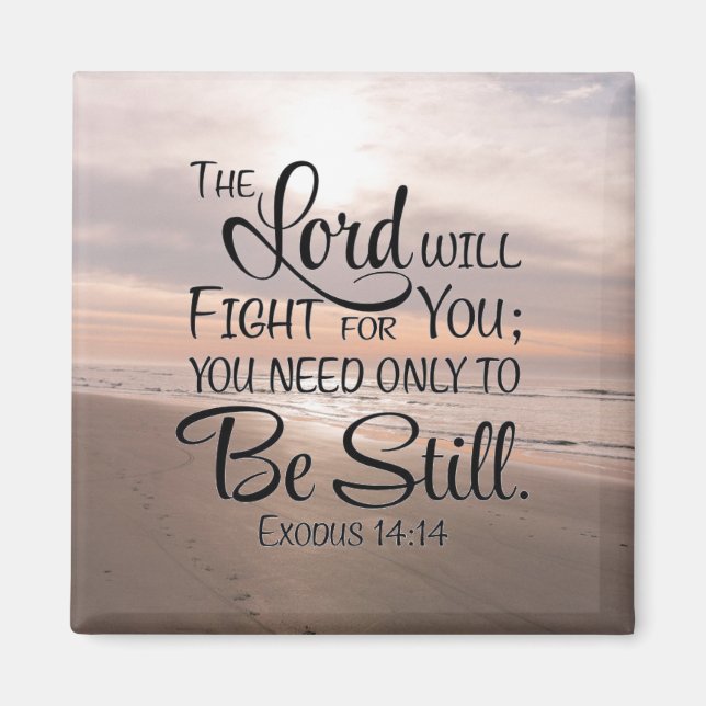 Beach Exodus 14:14 Christian Bible Scripture Magnet (Front)