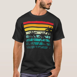 Beach Exotic Coconut Palm Trees Retro Tropical Sum T-Shirt