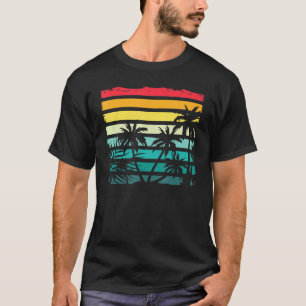 Beach Exotic Coconut Palm Trees Retro Tropical Sum T-Shirt