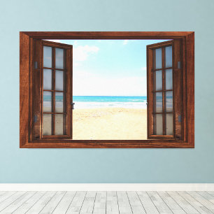 Beach Fake Window Home Office Wall Decor Photo Print