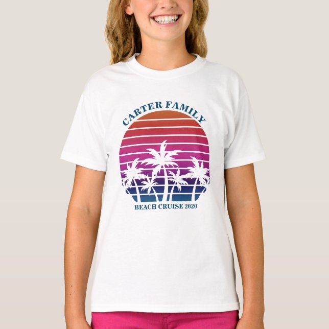 Beach Family Reunion Vacation Palm Tree Girls T-Shirt (Front)
