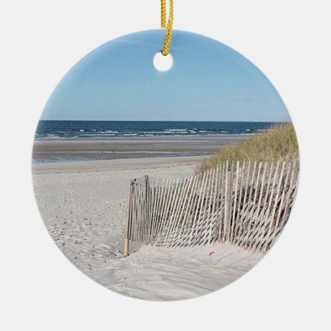 Beach fence ceramic ornament (Front)