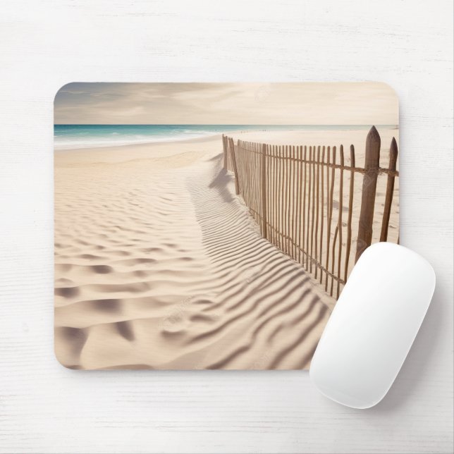Beach Fence In Sand Mouse Pad (With Mouse)