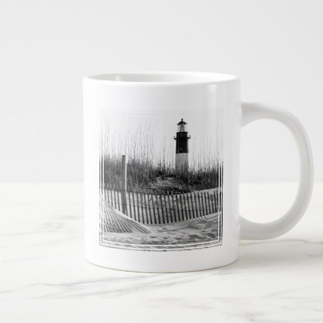 Beach Fences And Lighthouse Large Coffee Mug (Right)