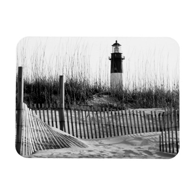 Beach Fences And Lighthouse Magnet (Horizontal)