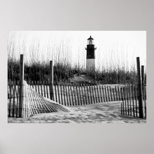 Beach Fences And Lighthouse Poster (Front)