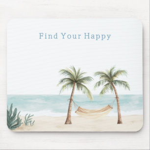 Beach Find Your Happy Palm Trees Ocean Mouse Pad