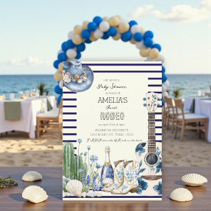  beach first rodeo coastal baby shower invitation