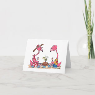 Beach Flamingo Picnic Notecard