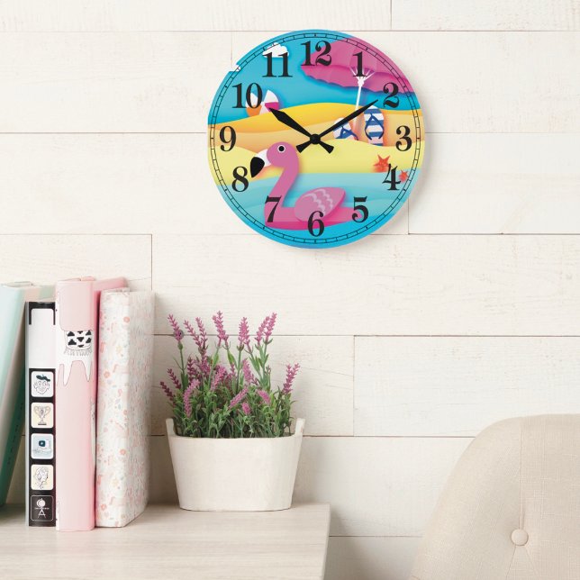 Beach Flamingo Wall Clock (Creator Uploaded)